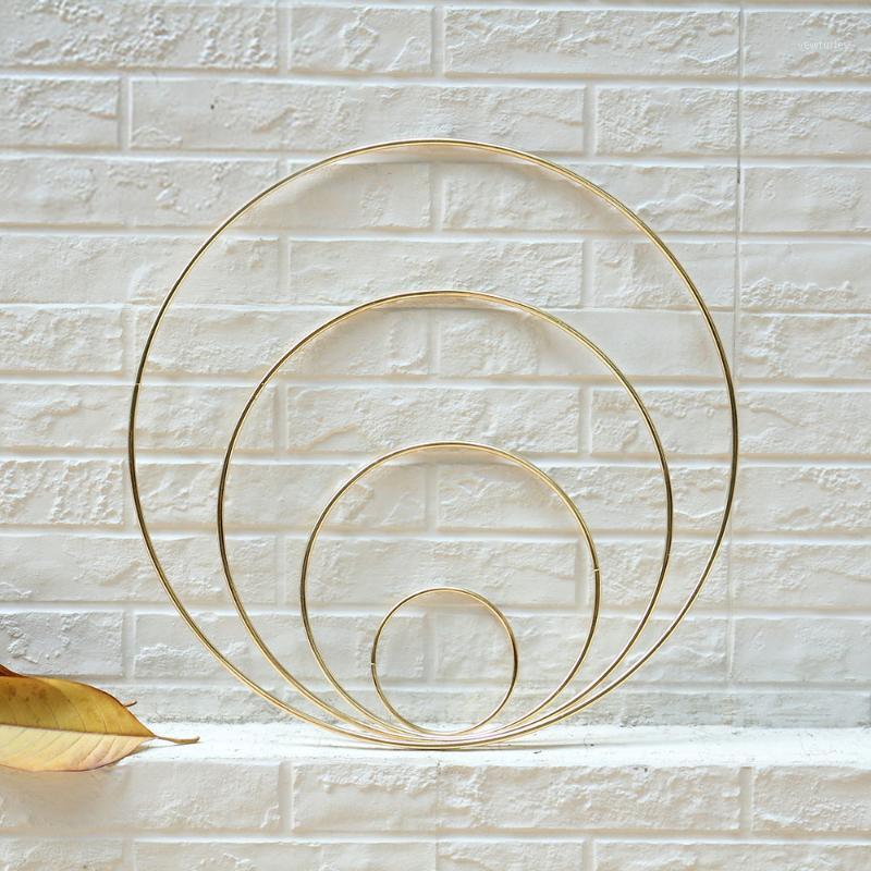 

Party Decoration Wedding Bride Hand Golden Garland Wire Ring Mariage Cake Floral Handmade Dream Catcher Portable Wreath Big Iron