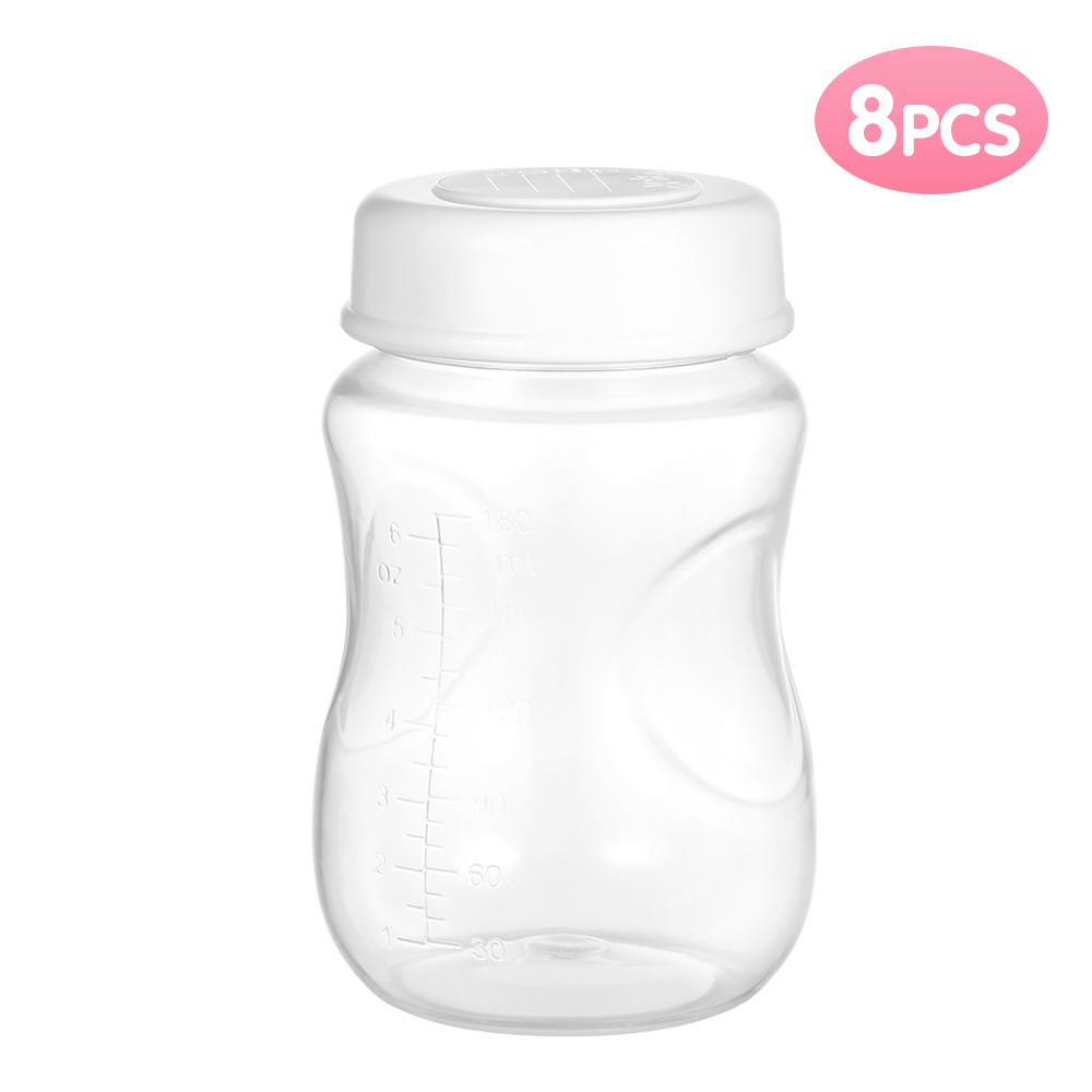 Alimentation bébé 180ml / 6.1oz 8pcs Bouteilles glaumilk avec couvercle d'étanche à couvercle large Col de la bouteille de stockage de lait mater
