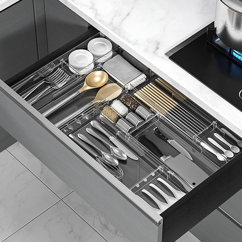 

Storage Drawers Kitchen Organizer Divider Tableware Organization Fork Closet Spoon Table Box Cabinet Plastic Screen Partition