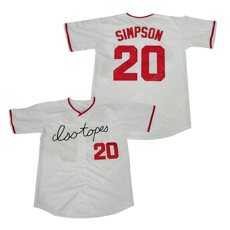 

Men's Homer Simpson 20 Springfield Isotopes Baseball Jersey Stitched, White