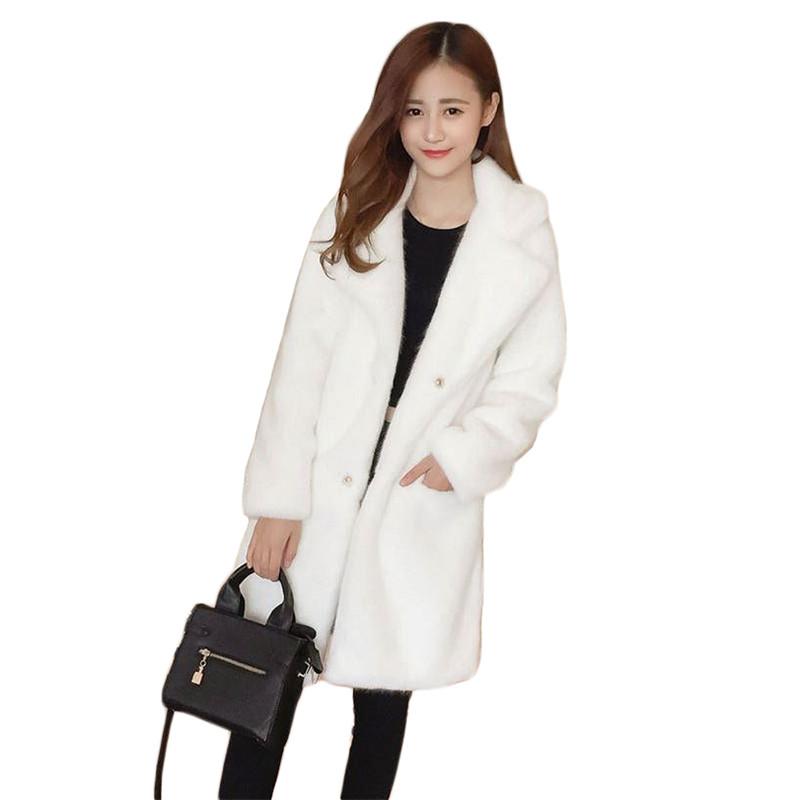 

Women's Fur & Faux Mink Coat Women Pink White Gray Plus Size Long Sleeve Jacket 2021 Winter Fashion Pockets Warmth Clothing LD1246, Black