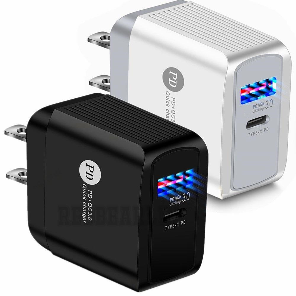 

18W type c Charger EU US Ac Home Travel PD Wall Chargers Adapter For Iphone 11 12 Samsung PC Android phone with Box