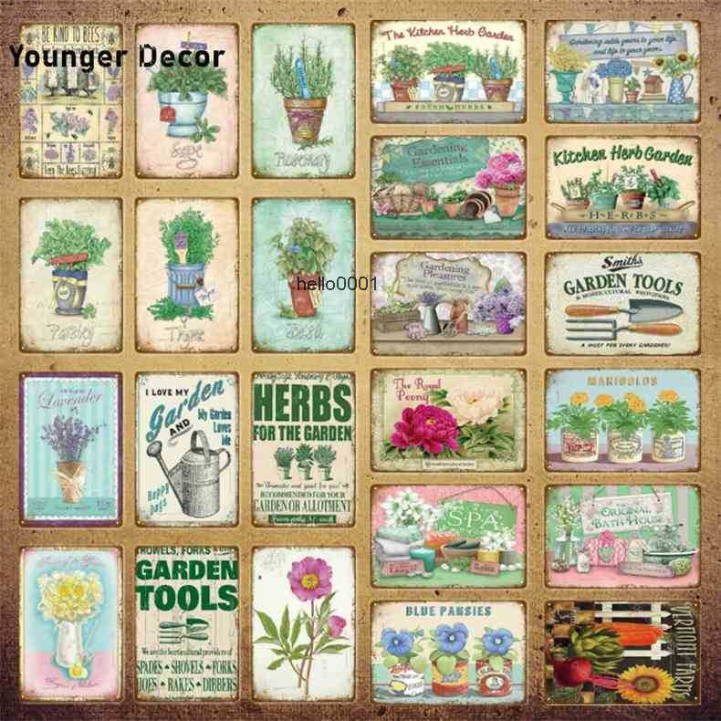

Kitchen Herb For The Garden Decor Flowers Tools Vintage Metal Signs Living Dining Gardening Room Wall Poster YI-119a