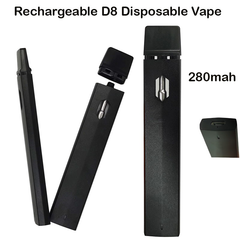 

Rechargeable Vapes Disposable Vape Pen D8 E Cigarettes Empty 1.0ml Pods Oil Vaporizer 280mah Battery Starter Kit Ecig Bottom USB Charger Port Vaporizers Pens