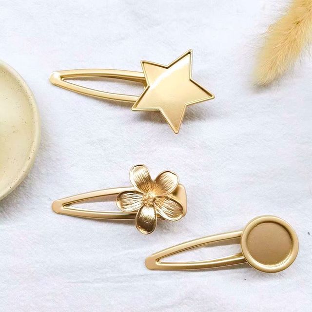Alloy Hair Clips spot diy handmade geometric pattern leather hairpin high quality dumb golden groove bottom support jewelry accessories wholesale-image-678693676