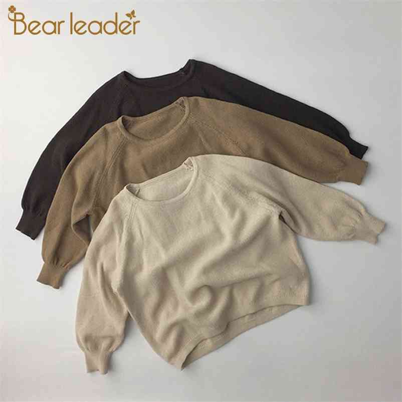 

Kids Girls Spring Sweaters Baby Solid Knitted Top Clothes Children Casual Soft Clothing Korean Style Suits 1-6Y 210429, Ax1876khaki
