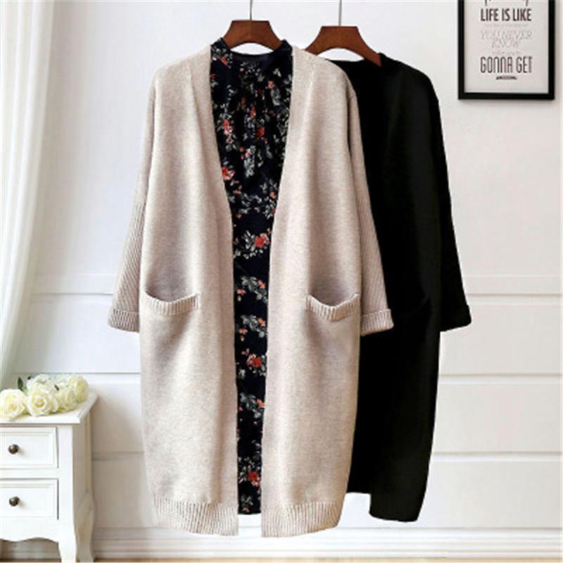 

Women's Knits & Tees 2022 Autumn Winter Casual Pure Color V-Neck Long Sleeve Cardigans Pocket Sweaters Female Coat Cardigan Knitted Sweater, White