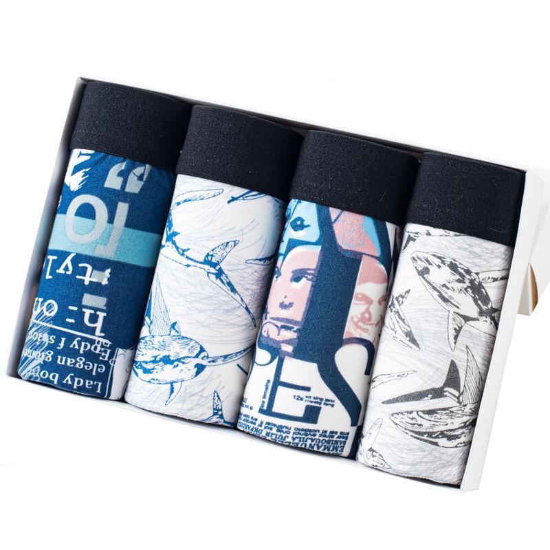 

Underpants 4pcs/Lots TWAOAWT Man Summer Ice Silk Men Underwear Sexy Print Mens Boxers Pack Comfortable Boxer Hombre