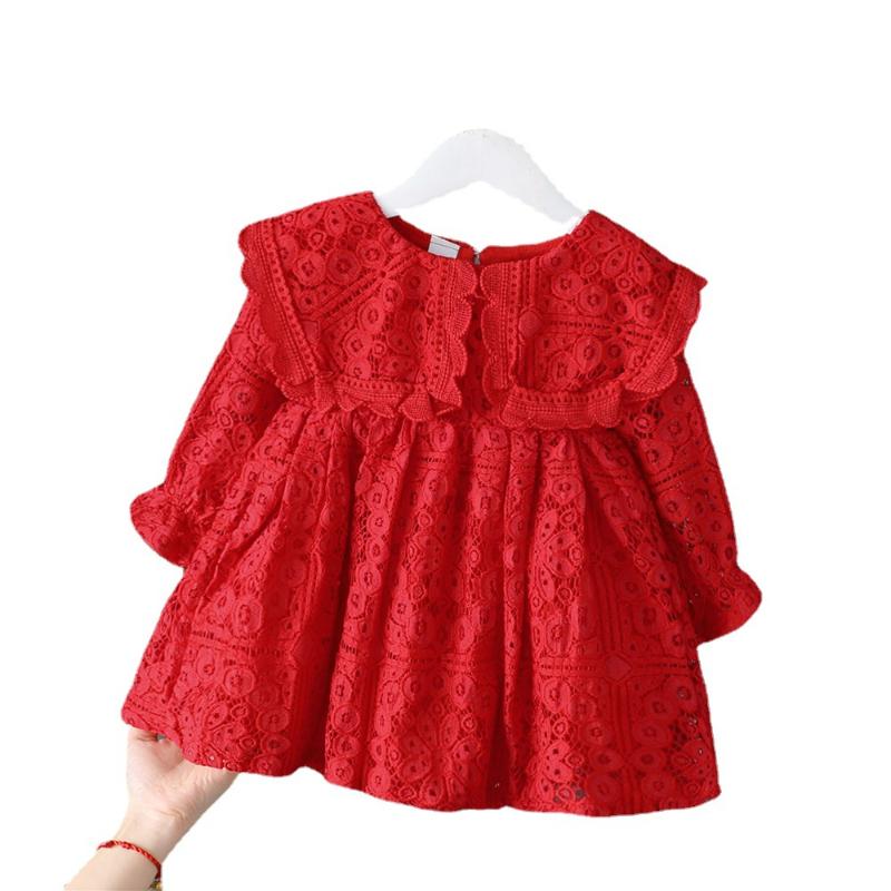 

Girl's Dresses Born Baby Girls Clothes Casual Long Sleeve Lace Dress For Girl Clothing Birthday Princess Party Tutu Vestido, Red;yellow