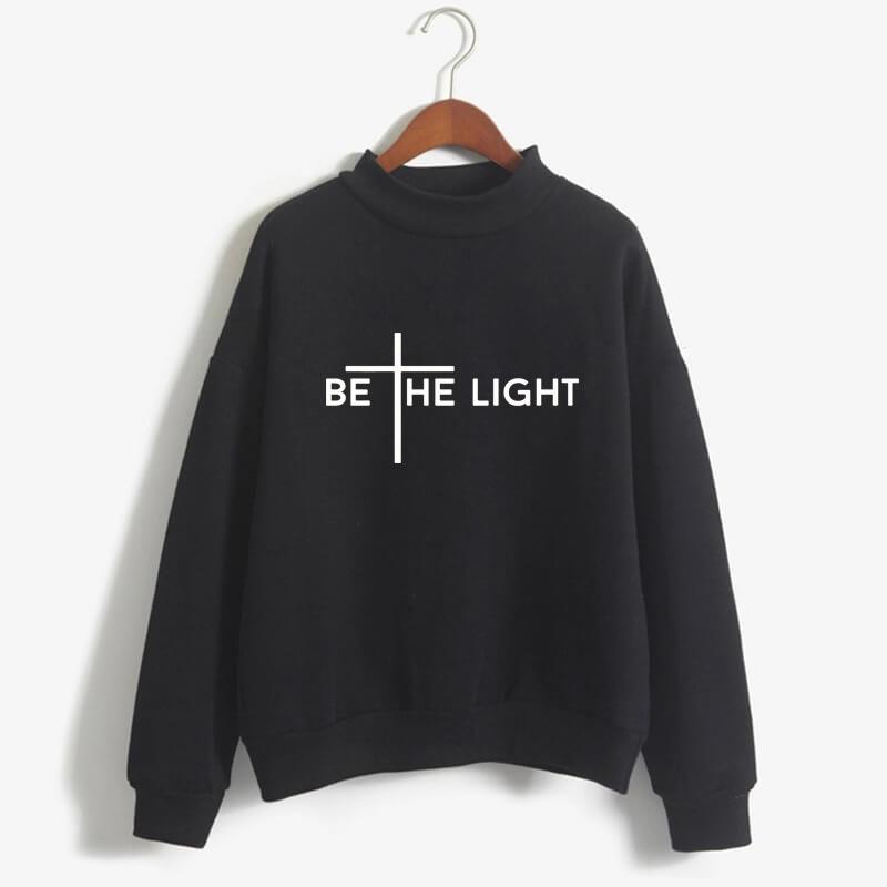 

Women's Hoodies & Sweatshirts Be The Light Cross Letter Print Women Christmas Gift Femmes Long Sleeve Autumn Plus Size Tops For Female, Black