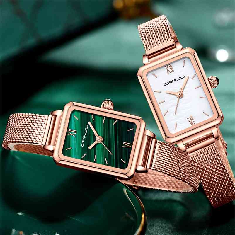 

Women Fashion Casual Watches Green Malachite Dial Ladies Japanese Quartz Wristwatch Stainless Steel Strap Waterproof A++ 210608