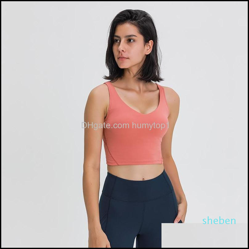 

L-89 Tank Women Yoga Bra Shirts Sports Vest Fitness Tops Sexy Underwear Solid Color Lady Tops With Removable Cu jllBxl ladyshome, Black