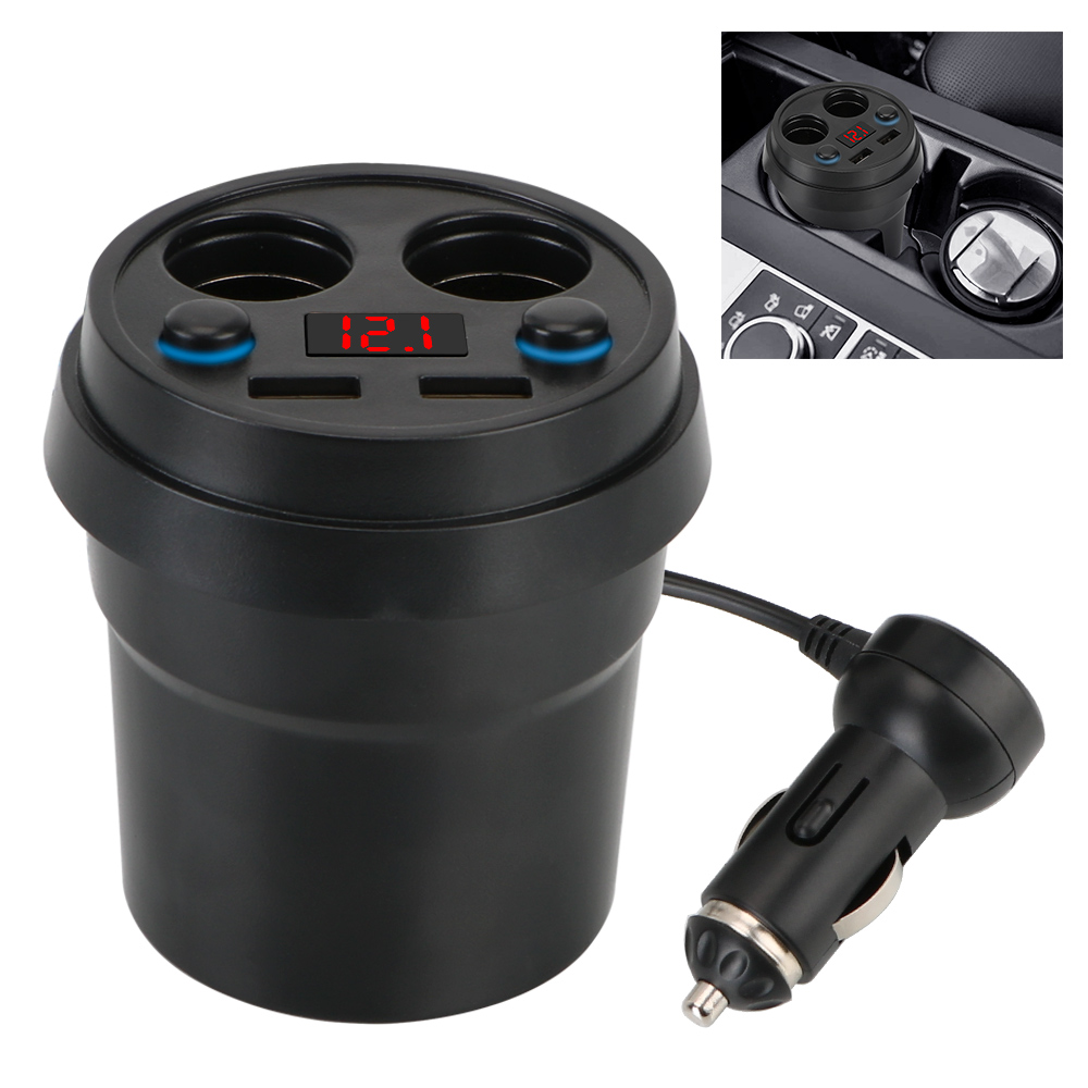 

DC 5V Car Charger 3.1A 2 USB With Voltage LED Display Cup Power Socket Adapter Cigarette Lighter Mobile Phone Chargers Splitter