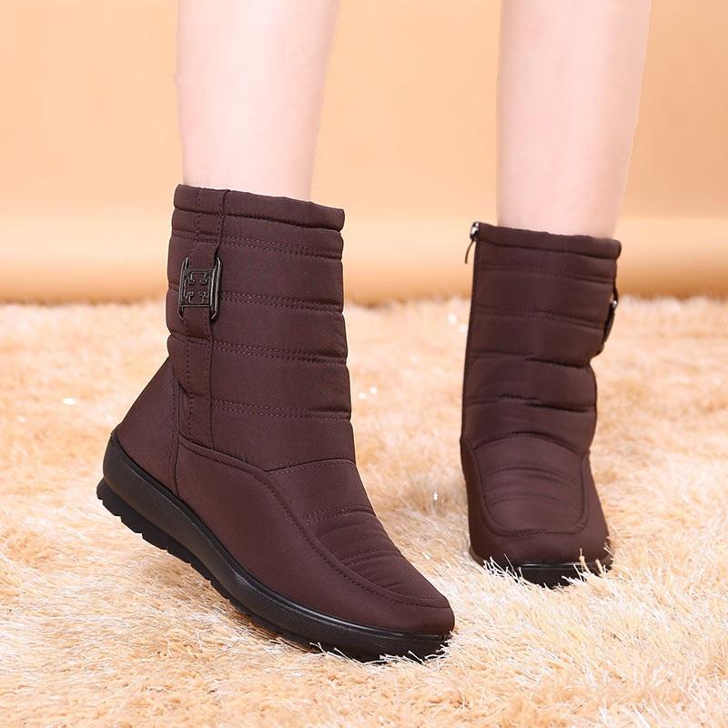 

2021 Top Quality Women Snow Ankle Boots Female Zipper Down Winter Wild Boots Anti Skid Waterproof Flexible Plush Insole Botas, Red