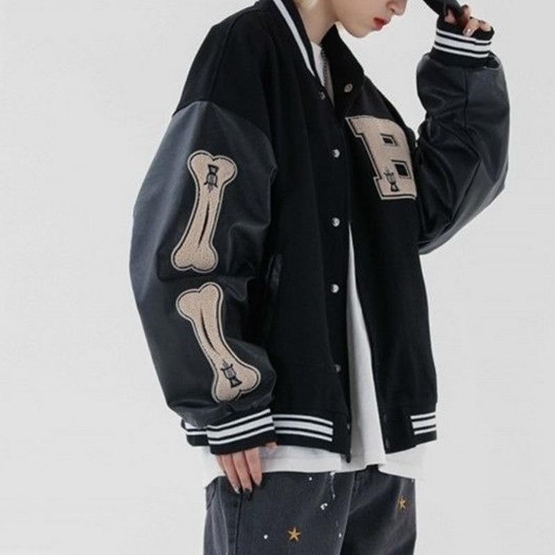 

Women's Jackets High Street Hip Hop Baseball Jacket Harajuku Bomber Women Coat Men's Couple Uniforms 2021 Autumn Streetwear, Green