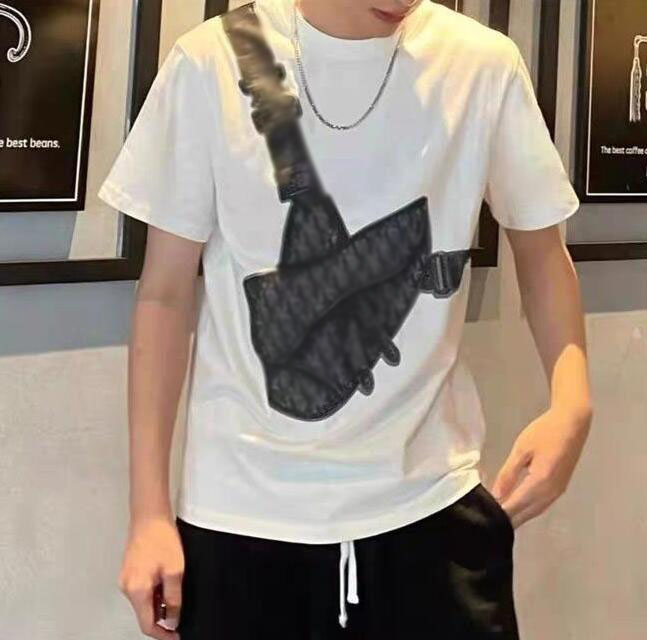 

2021 New luxur embroidery tshirt fashion personalized Men and women Design T-shirts Female Tshirts high quality black and white100% cott, White;black