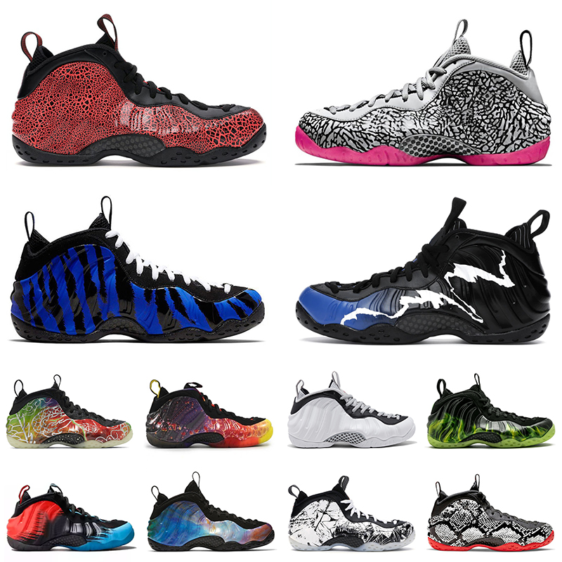2021 Newest Penny Hardaway Basketball Shoes Foampositeing Black Aurora Jumpman Cracked Lava White Memphis Tiger Elephant Print Mens Outdoor Sports Sneakers
