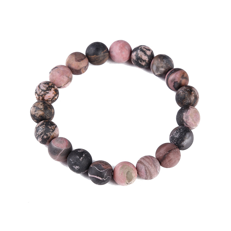 

Genuine Natural Stone Black stripes Rhodochrosite Bracelets For Women Jewelry gift Charm Stretch Love Round Bead Bracelet