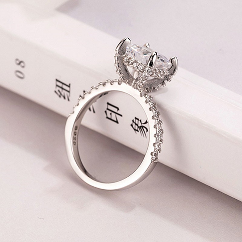 

100% 925 Sterling Silver ring Luxury Cushion cut white Sapphire gemstone Wedding Engagement couple Rings For Women Jewelry