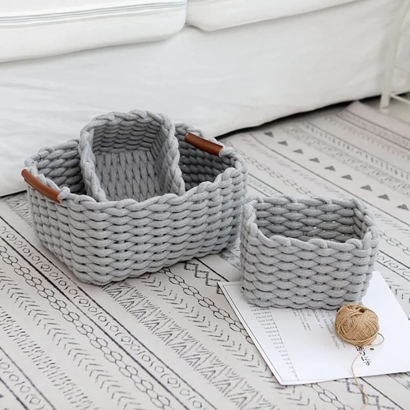 

Storage Bags Handles Cotton Rope Woven Debris Basket,Desktop Box,storage Bag Sundries Durable Desktop Small