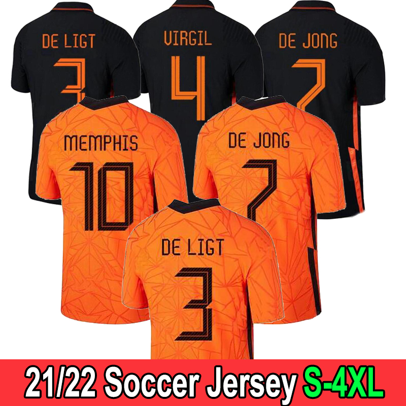 

2021 Netherlands Thailand quality MEMPHIS DE JONG soccer jersey LIGT STROOTMAN VAN DIJK Adult men football shirt kit kid sets uniform, Black;yellow