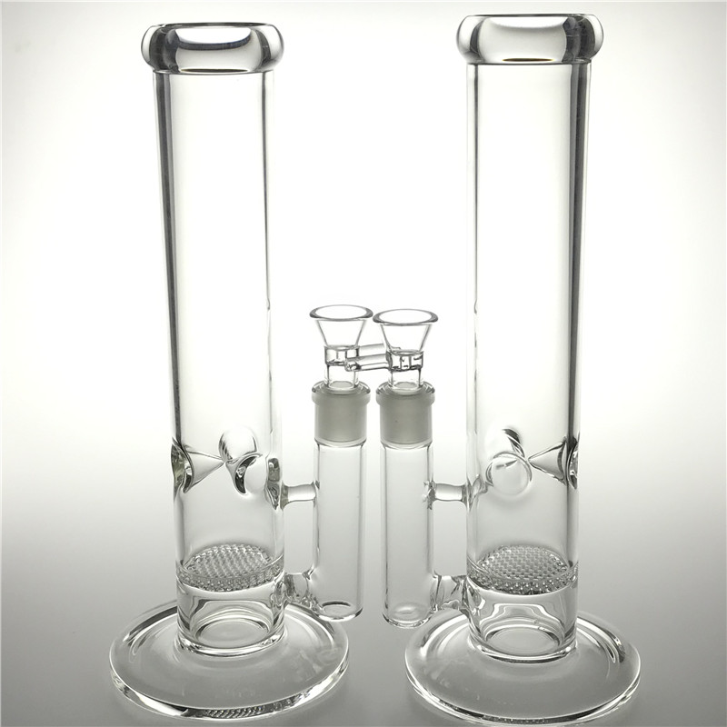 

18mm Female Glass Water Bongs with 11.8 Inch Hookah Thick Pyrex Heavy Beaker Recycler Honeycomb Bong Bowls Straight Oil Rigs