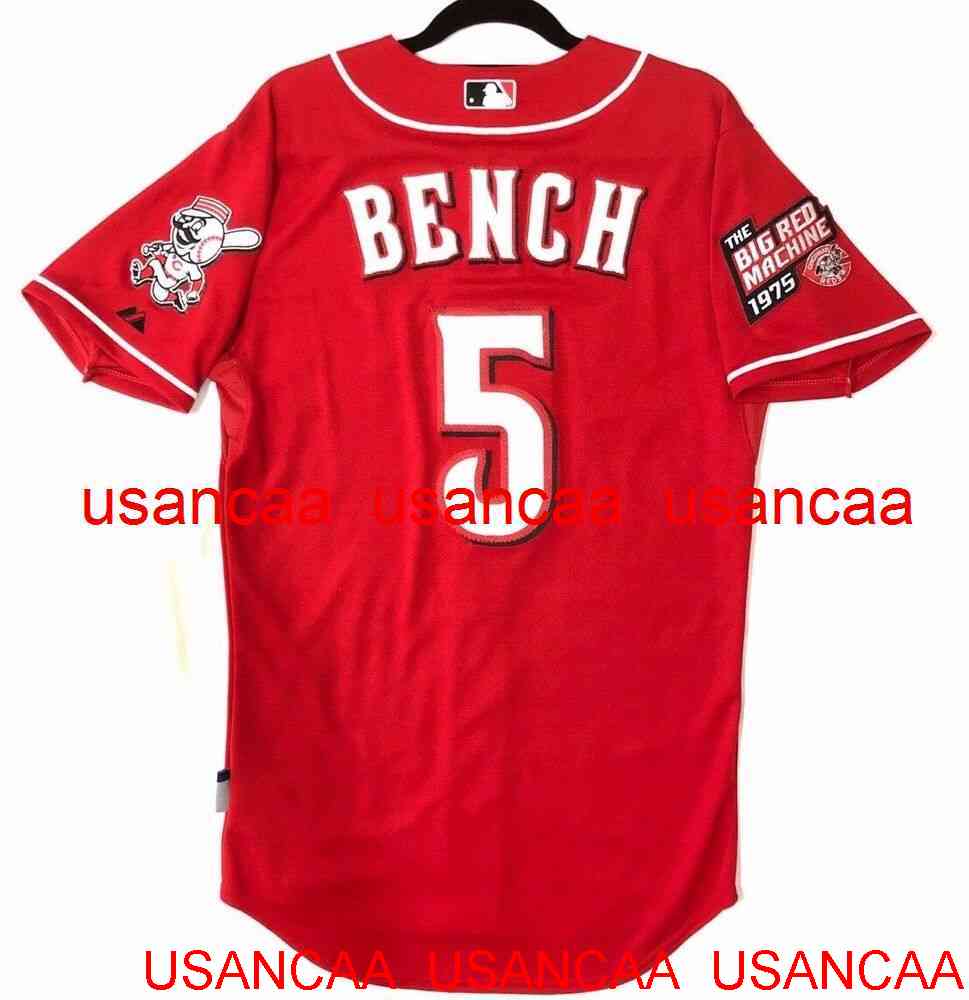 

Stitched JOHNNY BENCH Red Throwback Jerseys Men Women Youth Baseball XS-5XL 6XL, Black