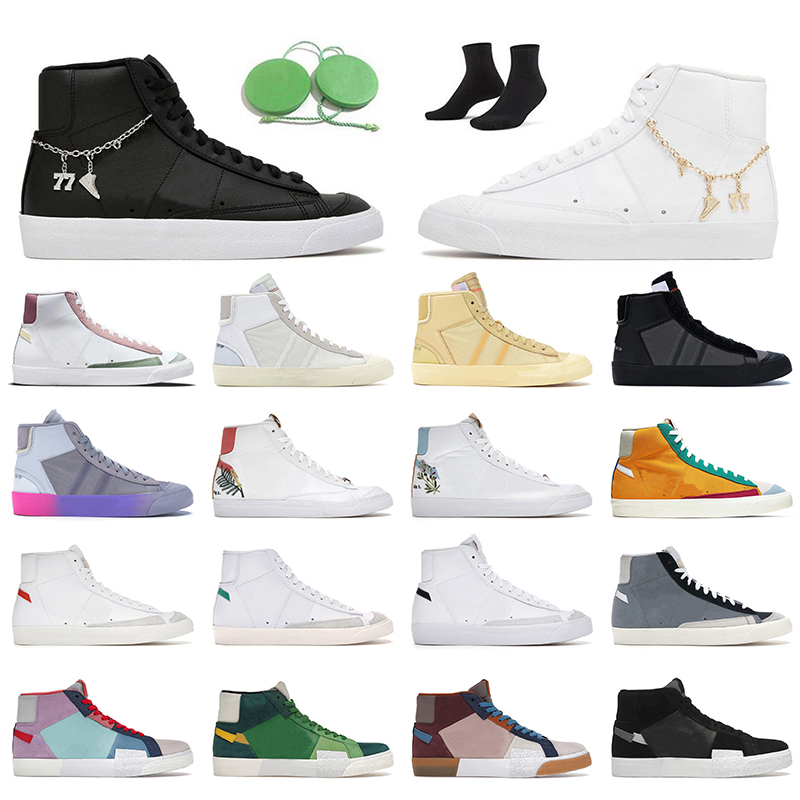 

2022 Blazer Mid 77 LX Lucky Charms White Black Pendants Casual Shoes Women Mens With Socks 77 Vintage Premium Mosaic Pack Green Brown Catechu Indigo Sneakers Trainers, D13 36-45