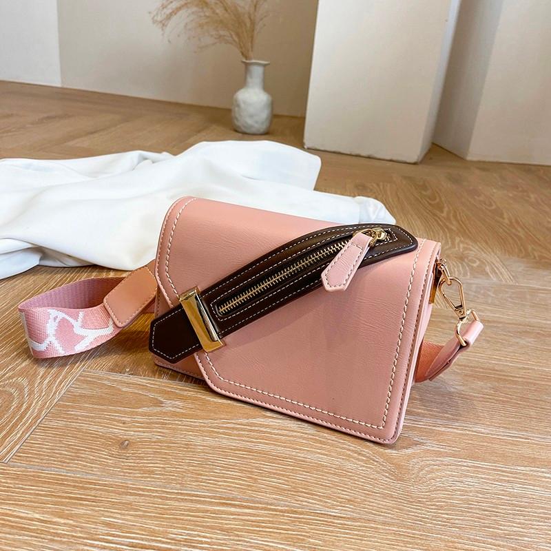

Evening Bags Contrast Color Leather Crossbody Bag For Women 2021 Travel Handbag Fashion Simple Shoulder Messenger Ladies Small Square