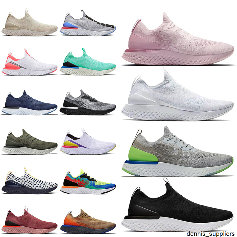 

New Fashion 2020 Top Quality Epic React Women Mens Running Shoes Pink White Black Grey Green Runners Trainers Sneakers, #1 triple white 36-45