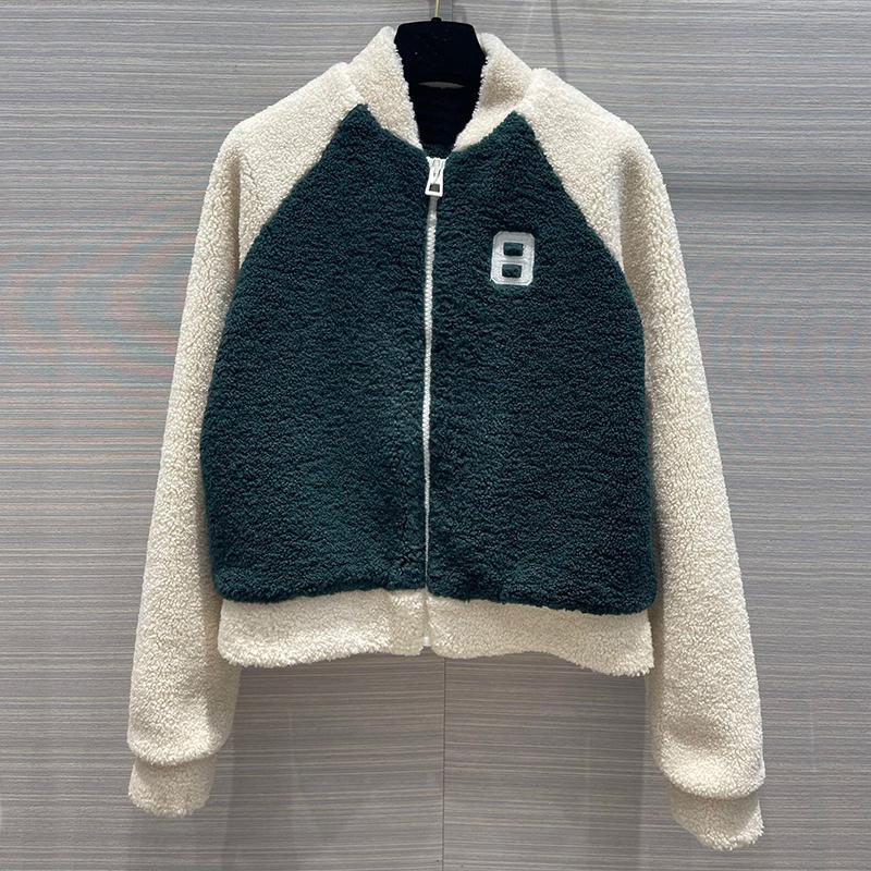 

Women's Jackets Fashion Warm Teddy Bear Jacket Women High Quality Patchwork Color Stand Collar Long Sleeve Zipper Letters Fleece Coat La, Black;brown