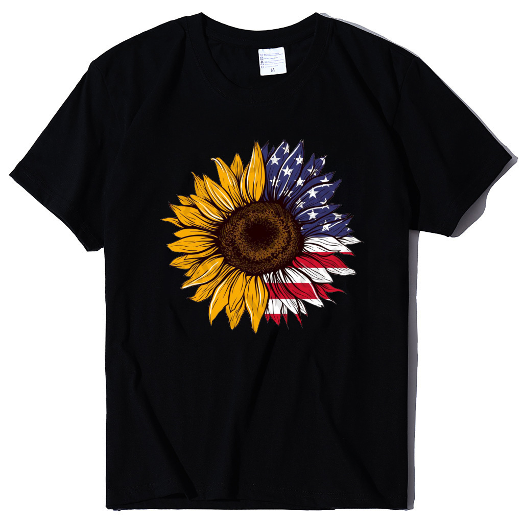 

summer cotton crew neck t-shirt art print women's men's short sve, White