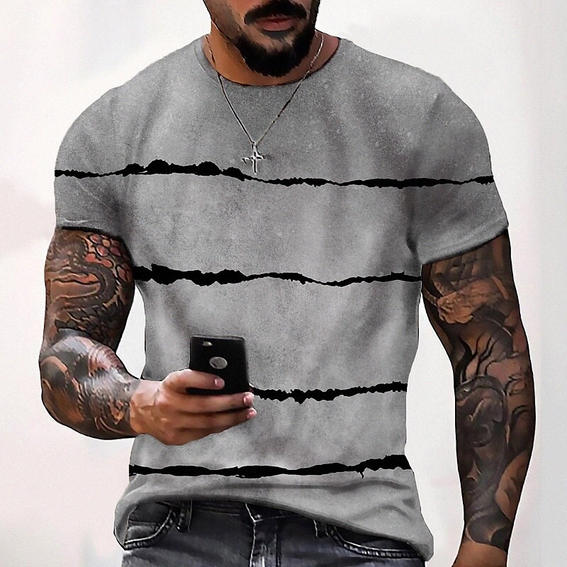 Tee-shirt unisexe pour hommes T-shirt Tee-shirt 3D Imprimé graphique à rayures Équipe Col Daily Holiday Print Sleeve Sleeve Tops Casual Designer