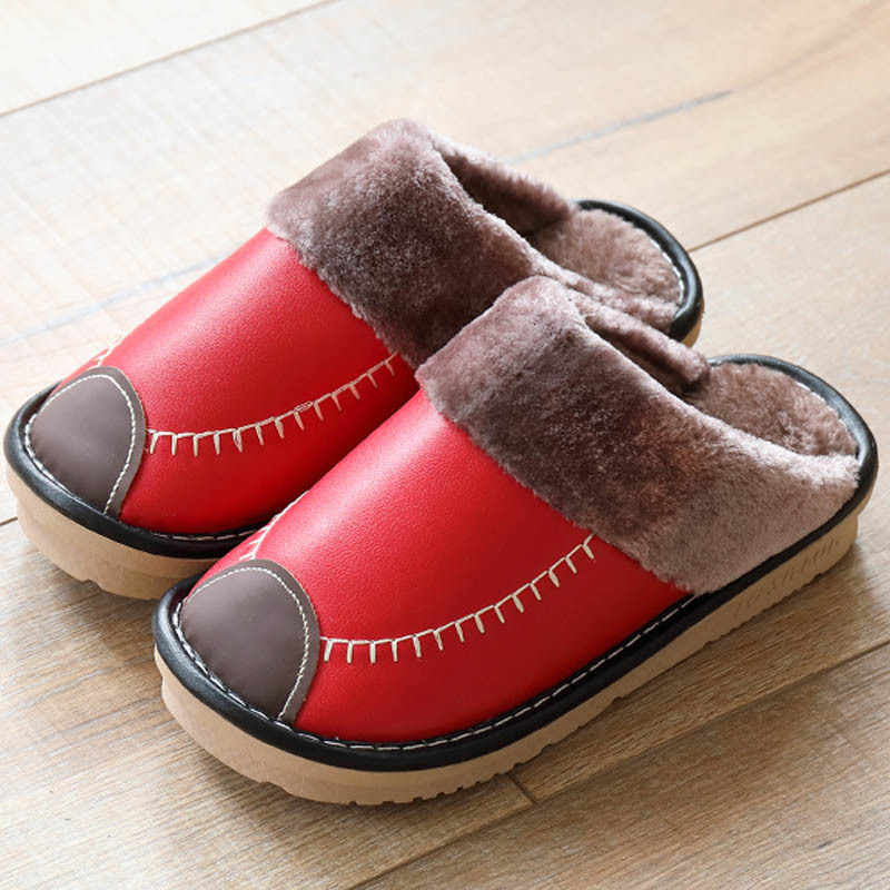 

Slippers Home Floor Winter Plush Flat Heel Anti Skid Men Women Lovers Family Bedroom Carpet House Shoes X1WT, Rosy red