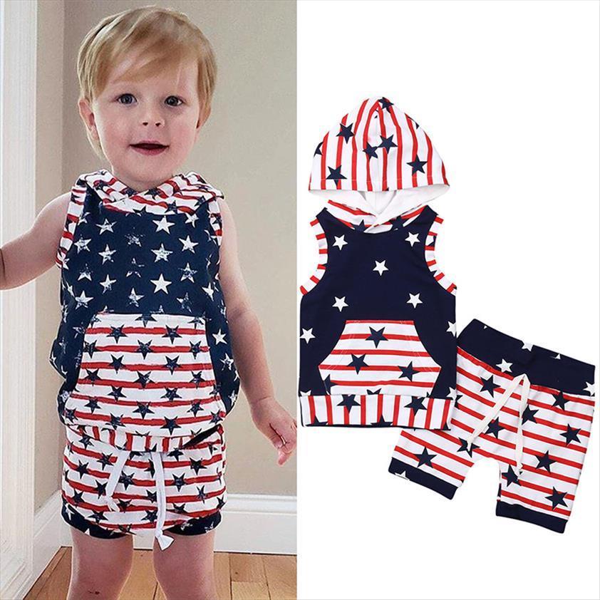 

4th of july newborn clothes baby boys outfits independence day striped stars hoodies shorts 2pcs kids boy 1 5y, White
