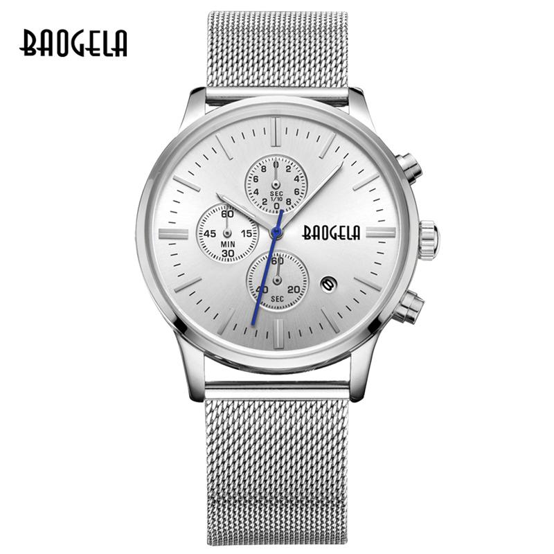 

Wristwatches 2021 Listing Men Fashion Casual Watch Stainless Steel Quartz Multi-function Business Relogio Masculino, Silver
