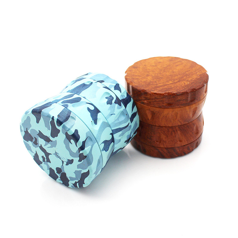 

High Quality Colorful 3D Smoke Grinder 64mm 4 Layers Herb Wood pattern Grinders Tobacco Smoking Accessories