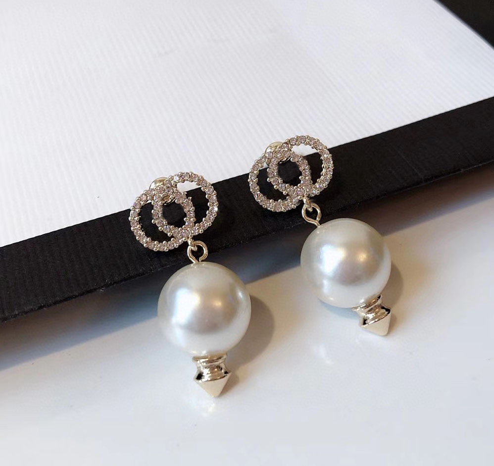 

Fashion pearl earrings aretes orecchini for women party wedding lovers gift jewelry engagement with box HB061, Golden