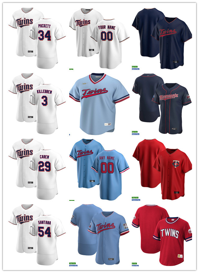 

Men Women Youth Minnesota Twins 34 Kirby Puckett 3 Harmon Killebrew 29 Rod Carew 54 Ervin Santana Custom Baseball Jersey Blank r, Blue;black