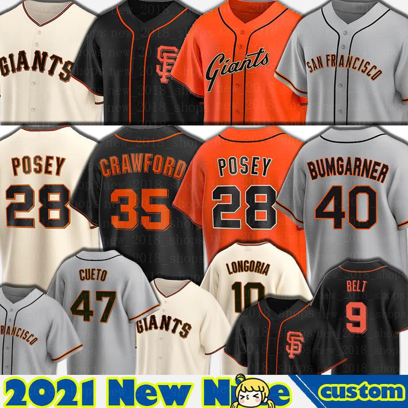 

28 Buster Posey San Francisco Jerseys Brandon Crawford Belt Evan Longoria Baseball Alex Dickerson Mike Yastrzemski Mauricio Dubon Custom Men, Blue;black