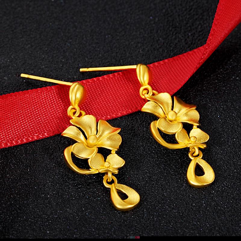 

Dangle & Chandelier Classical 24K Yellow Gold Stamen Tassel Earrings For Women Bride Long Drop Earring Party Birthday Wedding Fine Jewelry G