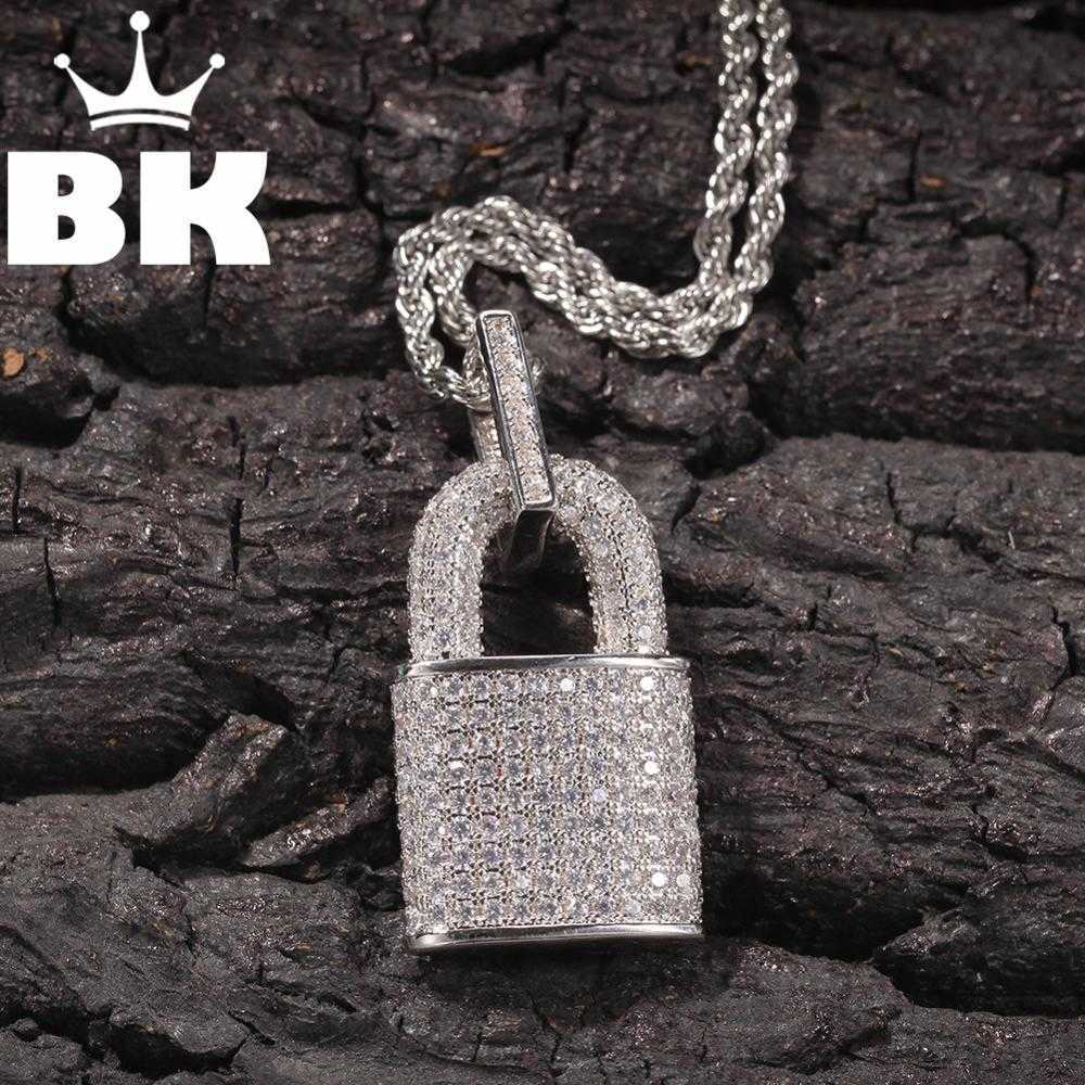 

THE BLING KING Full Zirconium Lock Pendant Necklace Color Psychedelic HipHop Full Iced Out Cubic Zirconia CZ Stone X0509