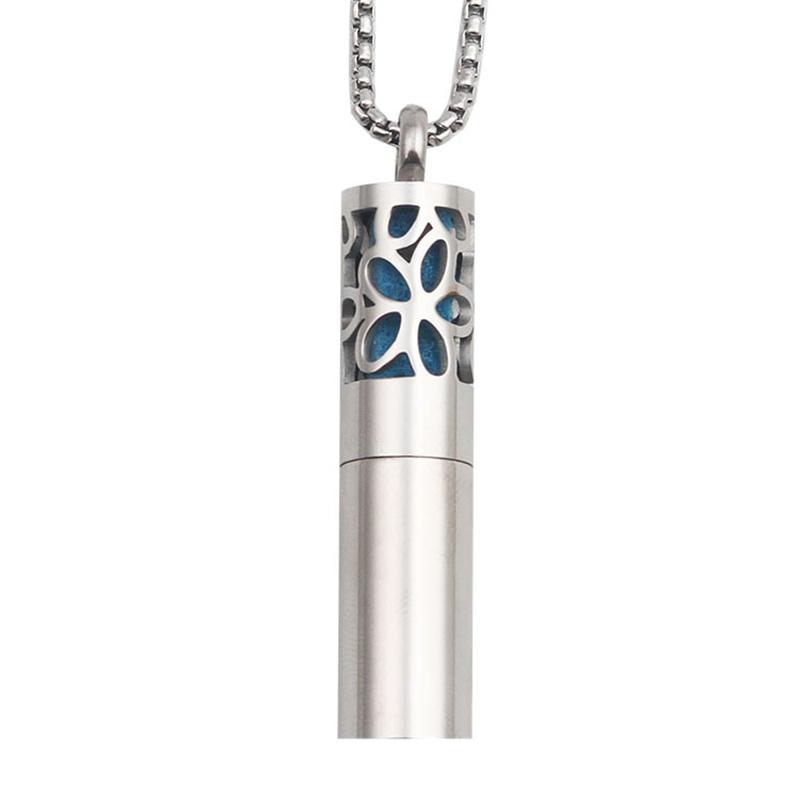 

Pendant Necklaces Perfume Hollow Out Big FlowersEssential Oils Storage Diffuser Necklace Locket Pendants In Stainless Steel