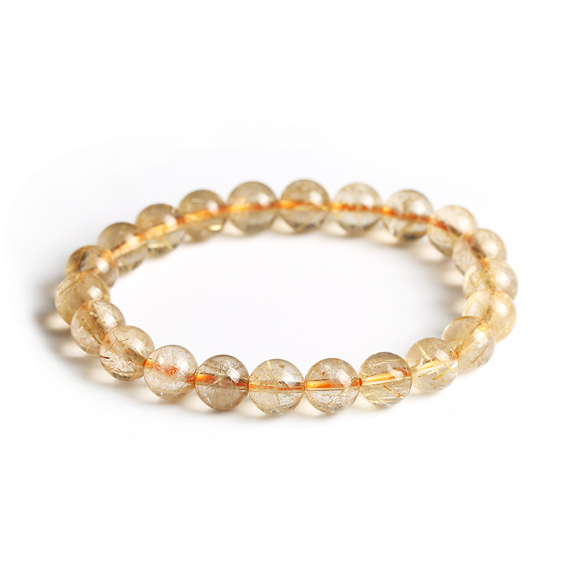

10mm Women Blonde Crystal Beaded, Strands Natural Yellow Titanium Bracelet Hair Jewelry