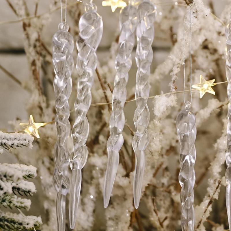 

Christmas Decorations 12Pc/Set Simulation Ice Xmas Tree Hanging Ornament 13cm Fake Icicle For Home Winter Party Year Navidad D A1Z3