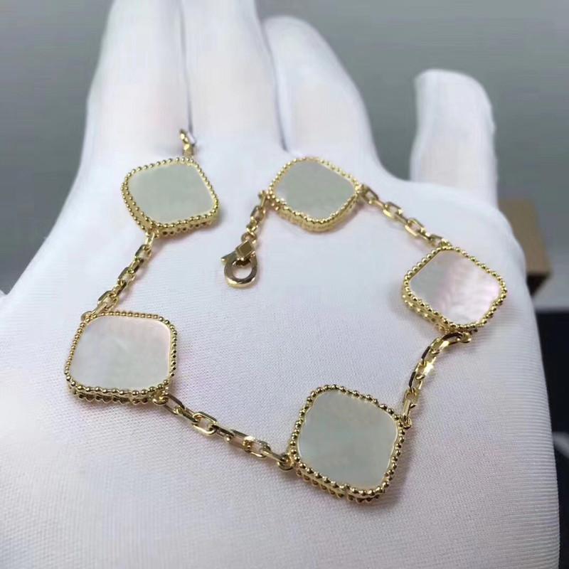 

4/Four-leaf clover charm bracelet 18K gold agate shell mother-of-pearl suitable for ladies and girls to get married, mother's day jewelry gift multi-color choice