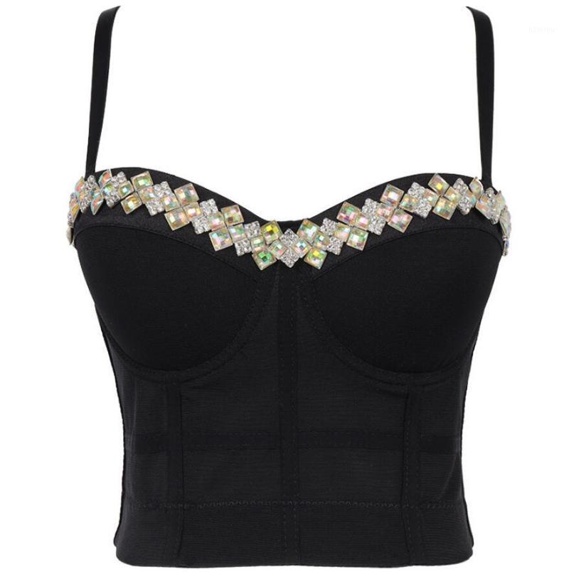 

Bustiers & Corsets Fashion Beading Crop Tops Arrival Women Dress Party Celebrity Backless Summer Vest Caims Sexy Mesh Black Camis Q141, White