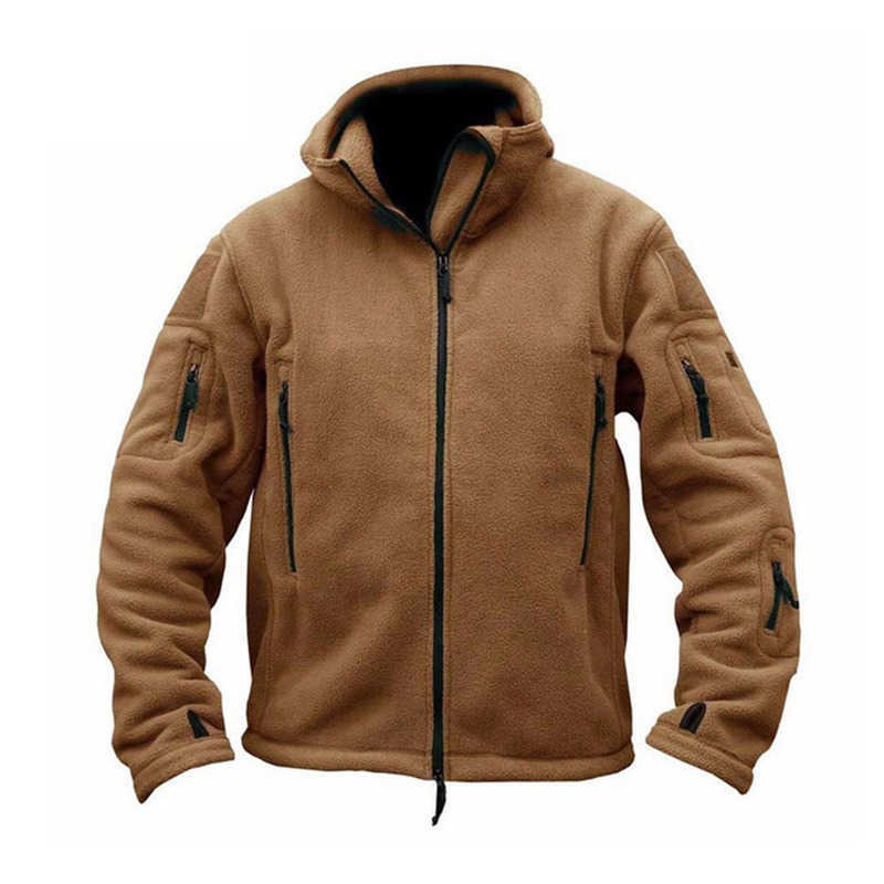 

ZOGAA Spring Autumn Men Tactical Jacket Men's Fleece Military Jackets and Coats Males Outdoor Thermal Windbreaker Hooded Jackets X0621, Khaki