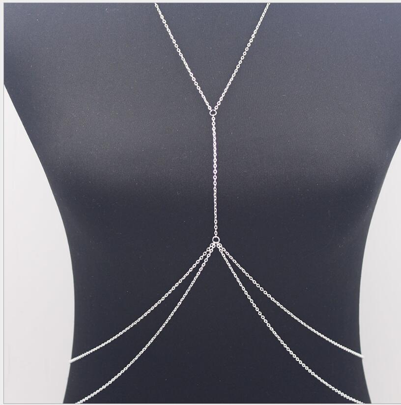 

Belly Chains Ladys Sexy 18K Gold Body Belly Waist Chain Bikini Beach Harness Necklace Women Double Layer Body Chains ps0773, Silver