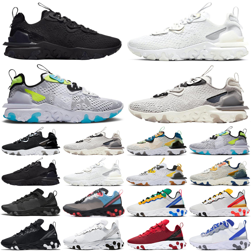 

react vision element 55 87 men women running shoes triple black white schematic Phantom mens womens trainers sports sneakers size 36-45 breathable, #11 tour green 36-45